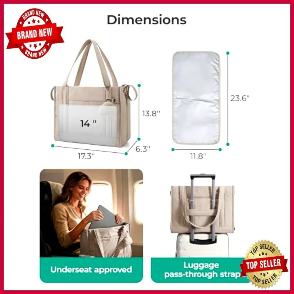 Large Puffer Tote Diaper Bag with Insulated Pockets, Water Resistant